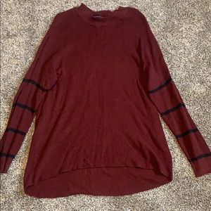 Maroon with black striped sleeve sweater tunic